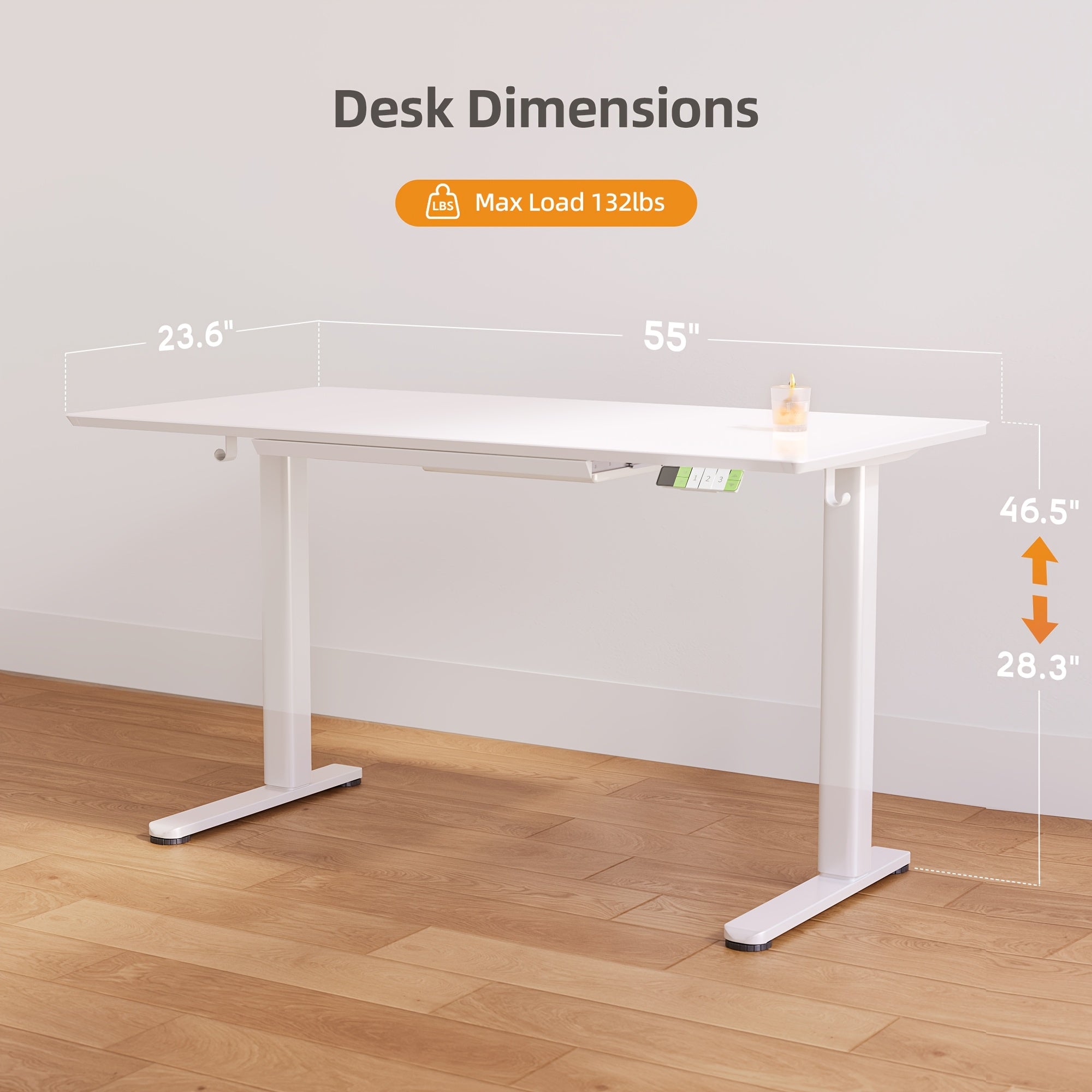 48\u002F55-inch Electric Height-Adjustable Glass Standing Desk with Drawers - Ultra-Thin Modern -Standing Table Suitable for Home Office, Gaming Desk, Study Desk, Quick Assembly, White\u002FBlack, Glass\u002FMetal, Adjustable Voltage
