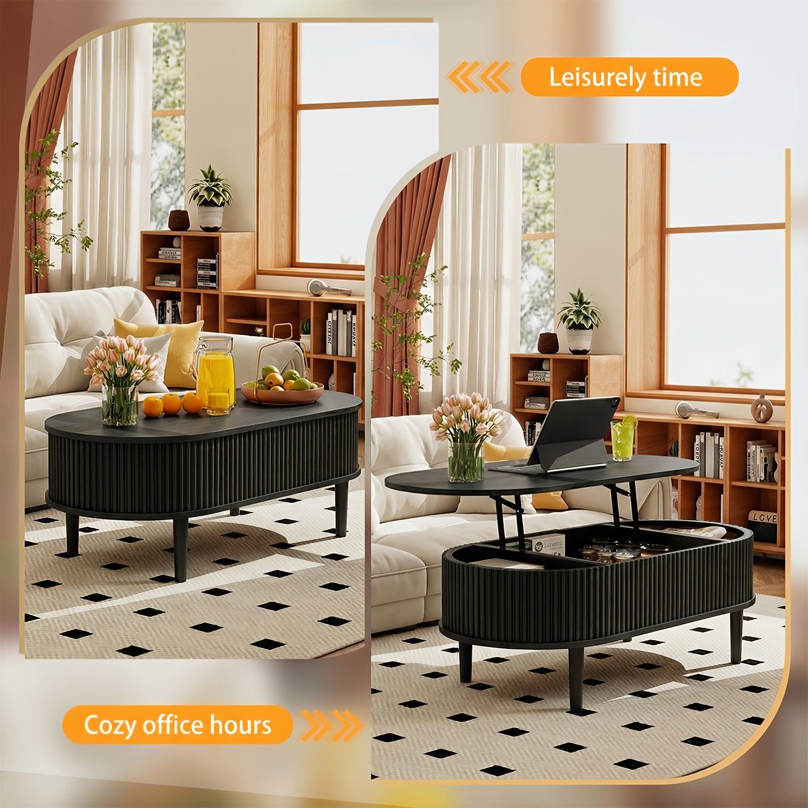 Lift Top Coffee Table | Vintage Style, Durable Wood Construction, Hidden Storage Compartment, Adjustable Storage Shelf, Modern Coffee Tables