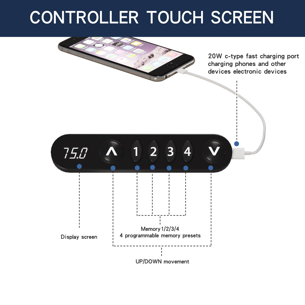 Height-Adjustable Electric Standing Desk Suitable for Home And Office Use, Modern Luxury Design, 55\