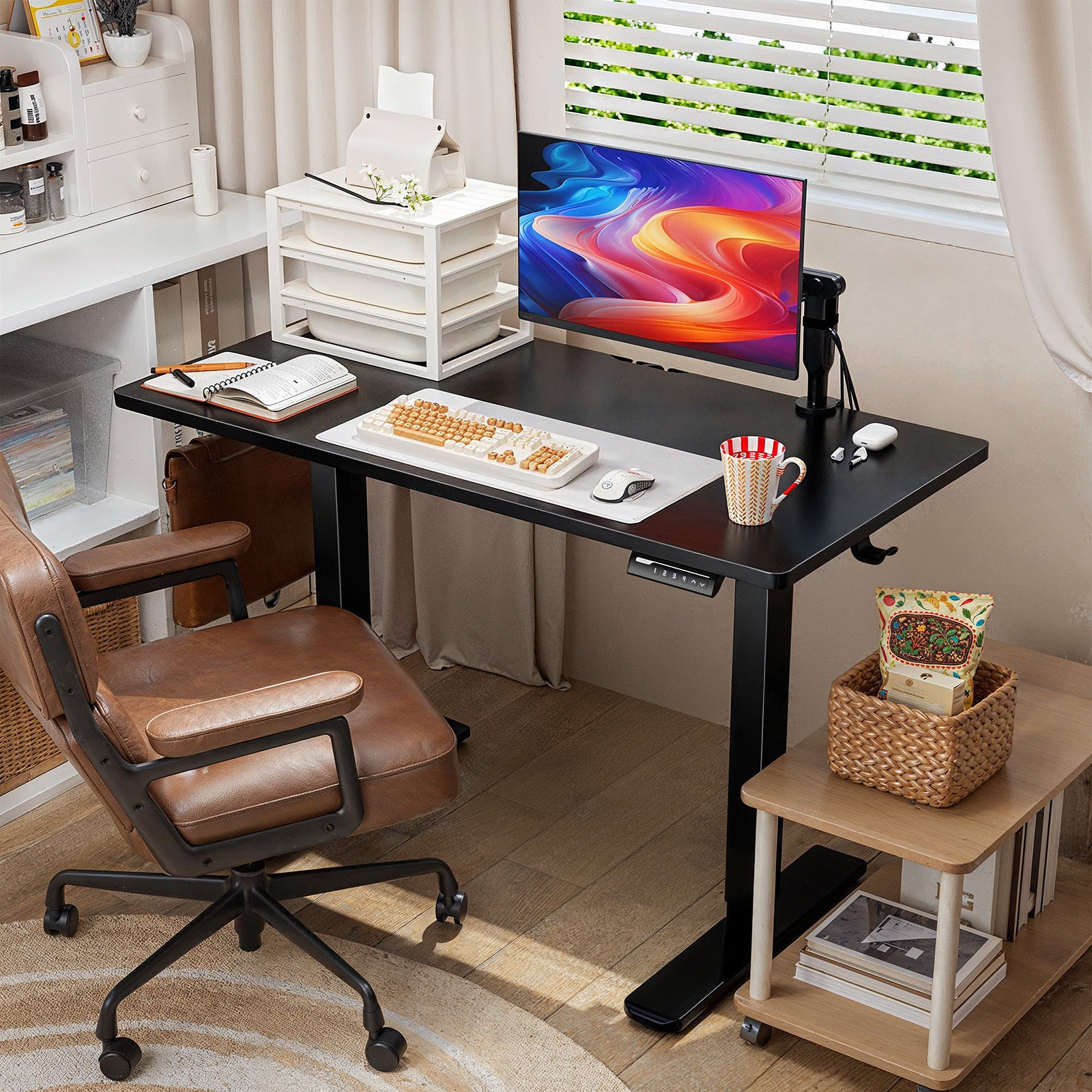 63 * 28 Inch Adjustable Height Electric Lifting Table, Ergonomically Designed Desk, Gaming Table, Suitable for Home Offices, Cafes, Restaurants, Electric Standing Table,