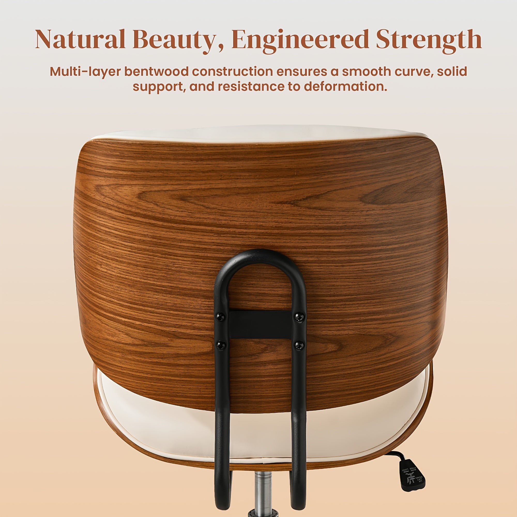 Contemporary Curved Office Seat, Armless Faux Leather Desk Chair Ideal for Limited Areas, Faux Leather Ergonomic Mid-Century Modern Swivel Chair, Compact Computer & Task Chair for Home (Available in 2 Styles)