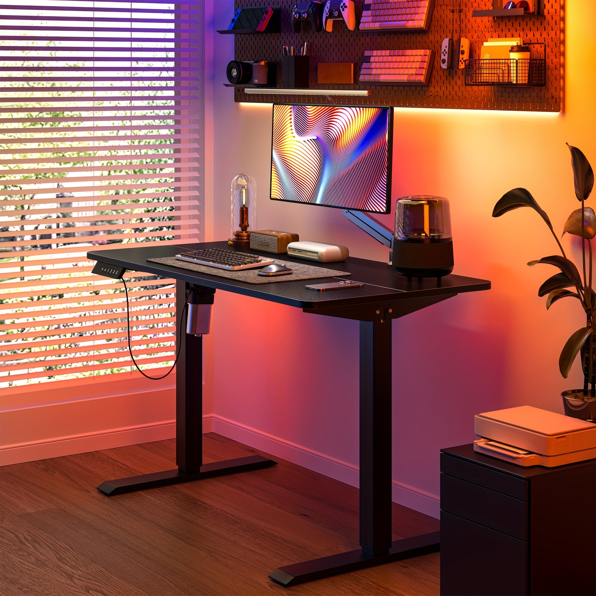 Electric Lift Desk, Standing Office Desk, Home Desk Simple Black