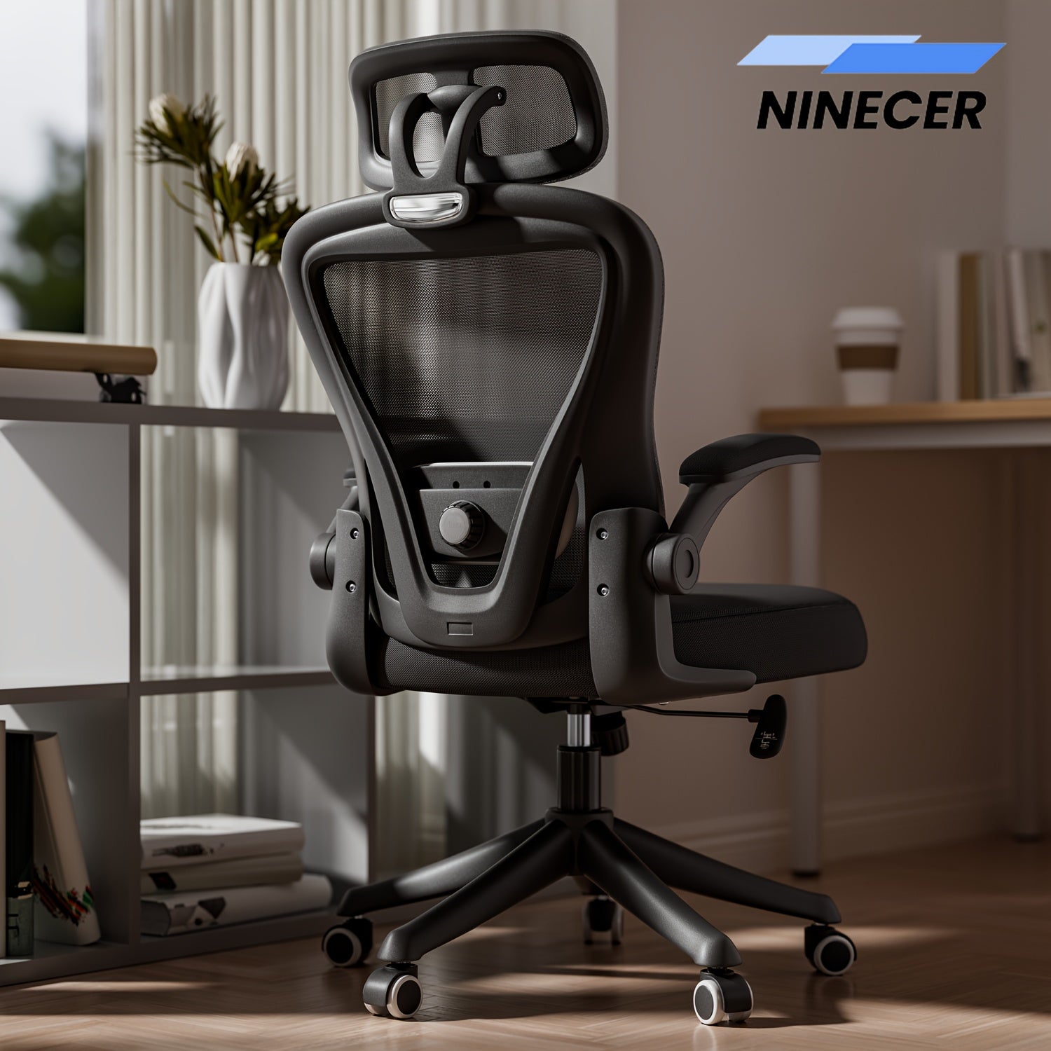 Ergonomic Office Chair M903, High Back Computer Desk Chair With Wheels, Comfy Mesh Office Chair With Adjustable Lumbar Support & Headrest, Black Swivel Executive Managerial Task Chair