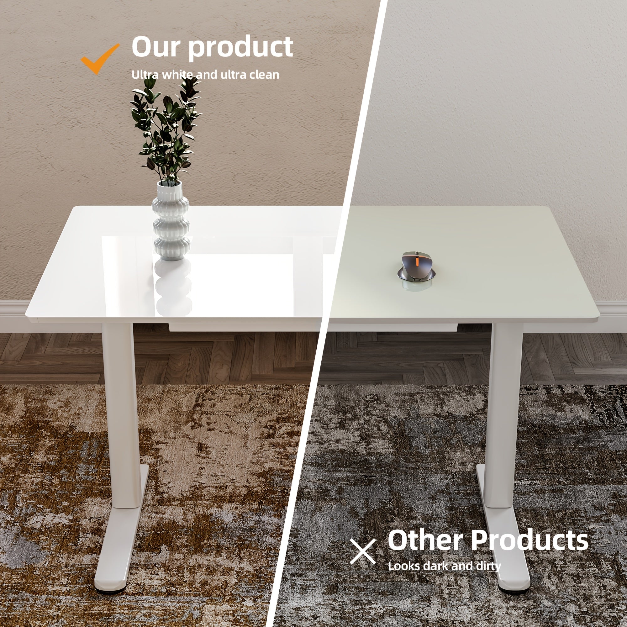 48\u002F55-inch Electric Height-Adjustable Glass Standing Desk with Drawers - Ultra-Thin Modern -Standing Table Suitable for Home Office, Gaming Desk, Study Desk, Quick Assembly, White\u002FBlack, Glass\u002FMetal, Adjustable Voltage