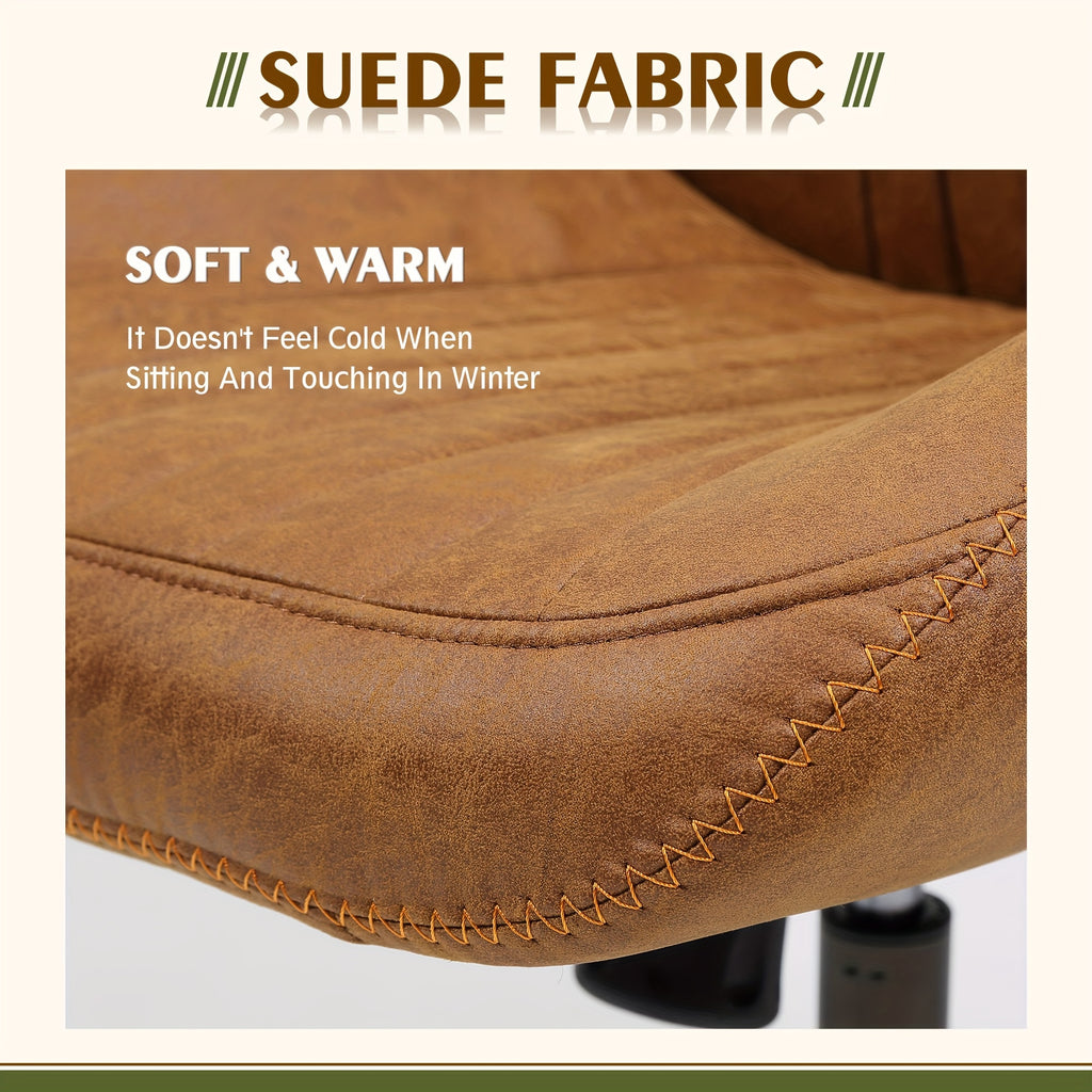 Ergonomic Office Chair with Adjustable Height, High Back Swivel Rolling Computer Chair for Home Office, Vintage Suede Fabric Executive Desk Chair with Comfortable Armrests and Lumbar Support