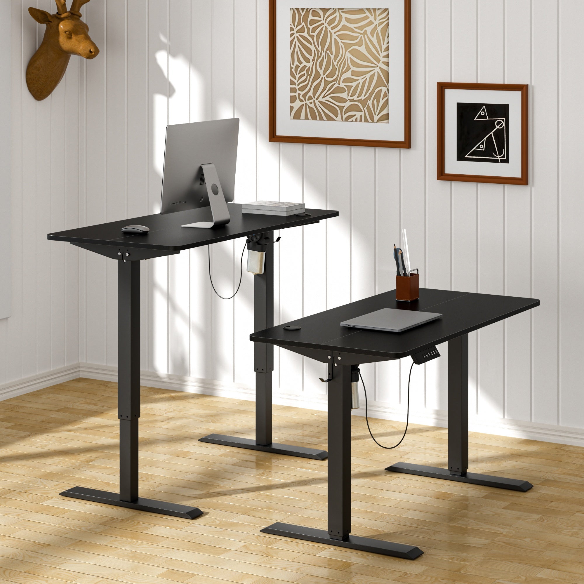 Electric Lift Desk, Standing Office Desk, Home Desk Simple Black