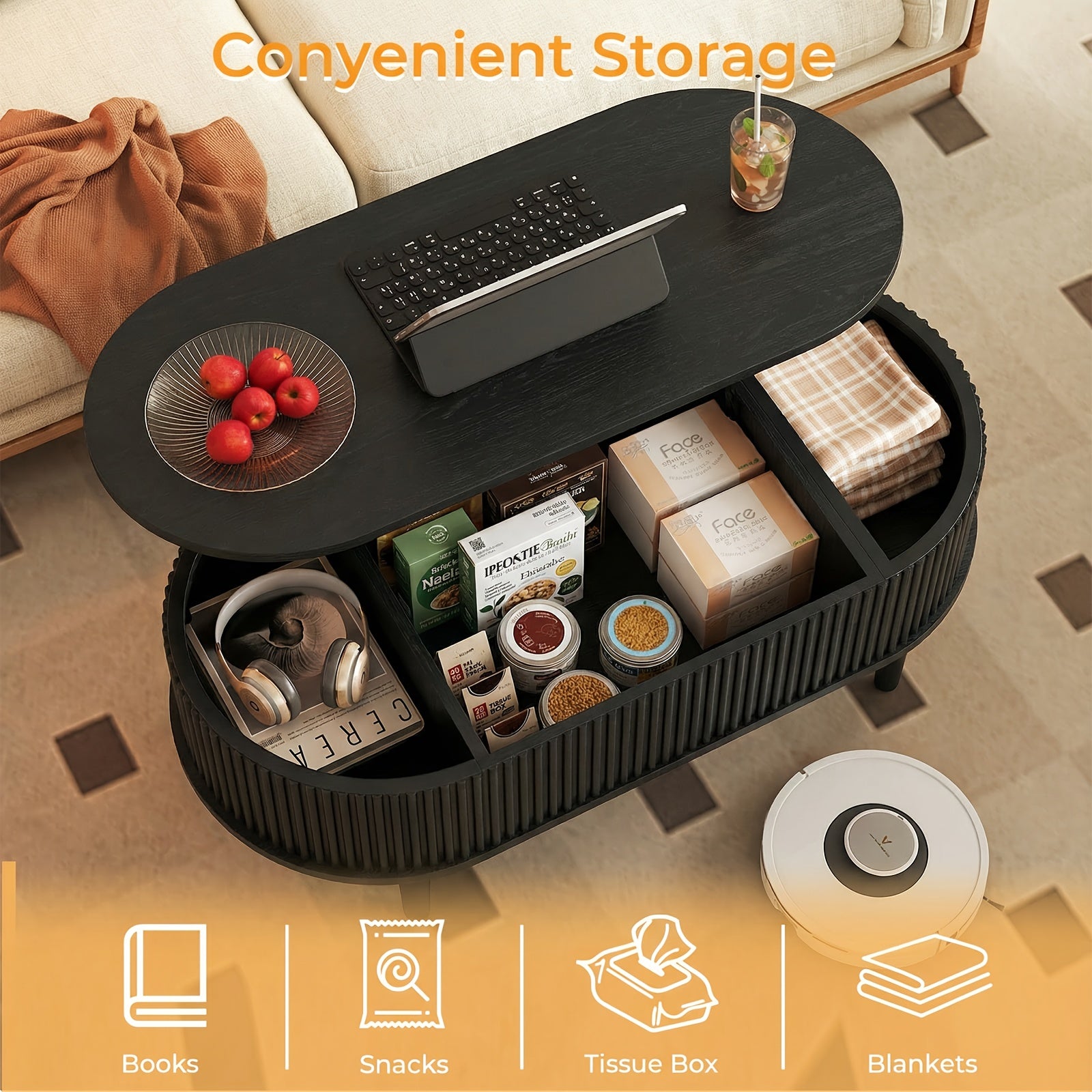 Lift Top Coffee Table | Vintage Style, Durable Wood Construction, Hidden Storage Compartment, Adjustable Storage Shelf, Modern Coffee Tables