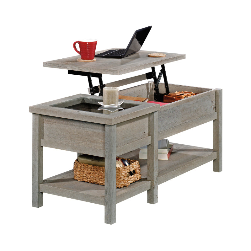 Elegant Lift-Top Coffee Table with Lift-Top Mechanism & Hidden Storage - Brown Retro-Modern Lift-Top Desk for Home Office, Non-Wood Durable, -Like Display Surface, Lower Shelf & Glide Drawer - No Assembly Required, Multifunctional Coffee Table, Furnitu...