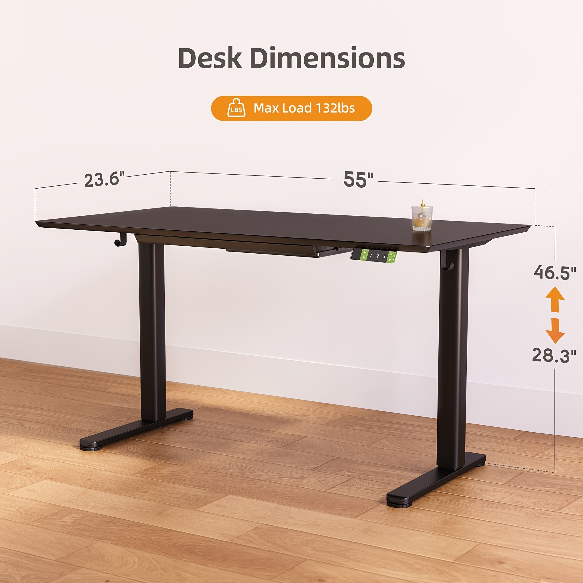 48\u002F55-inch Electric Height-Adjustable Glass Standing Desk with Drawers - Ultra-Thin Modern -Standing Table Suitable for Home Office, Gaming Desk, Study Desk, Quick Assembly, White\u002FBlack, Glass\u002FMetal, Adjustable Voltage
