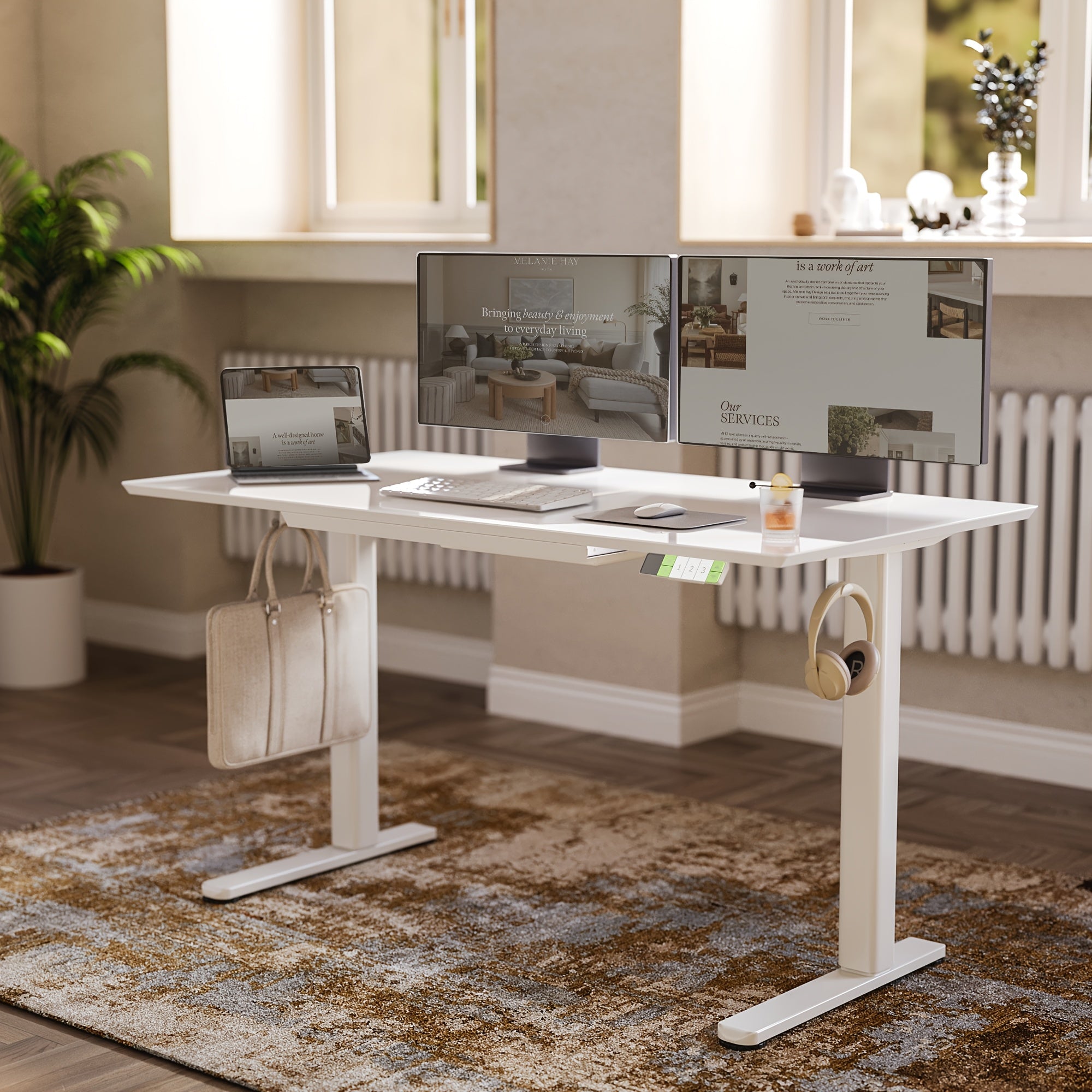 48\u002F55-inch Electric Height-Adjustable Glass Standing Desk with Drawers - Ultra-Thin Modern -Standing Table Suitable for Home Office, Gaming Desk, Study Desk, Quick Assembly, White\u002FBlack, Glass\u002FMetal, Adjustable Voltage