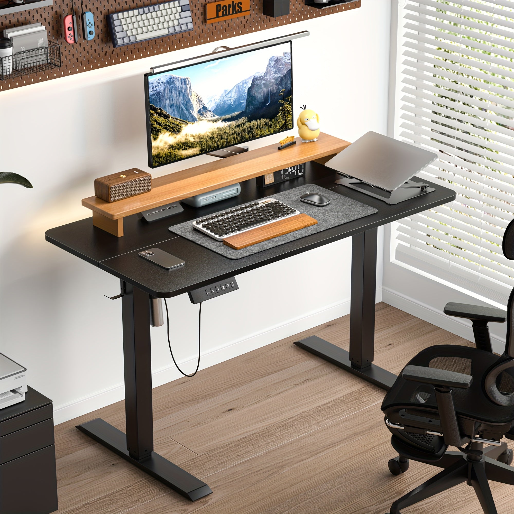 Electric Lift Desk, Standing Office Desk, Home Desk Simple Black