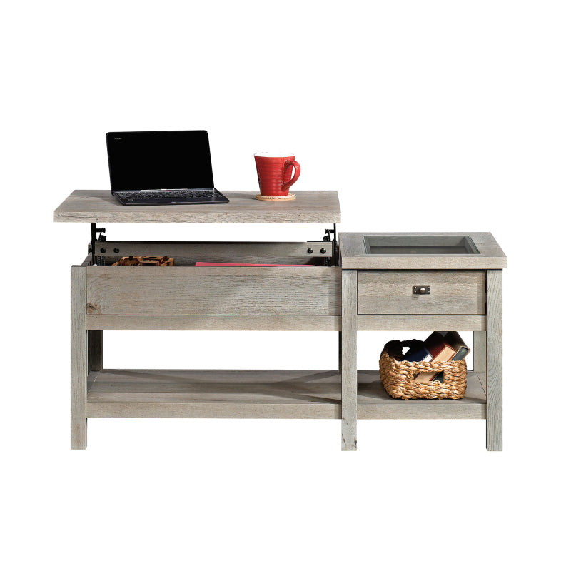 Elegant Lift-Top Coffee Table with Lift-Top Mechanism & Hidden Storage - Brown Retro-Modern Lift-Top Desk for Home Office, Non-Wood Durable, -Like Display Surface, Lower Shelf & Glide Drawer - No Assembly Required, Multifunctional Coffee Table, Furnitu...